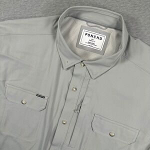 Poncho Outdoors Shirt Mens XXL Gray Magnetic Button Performance Fishing Vented